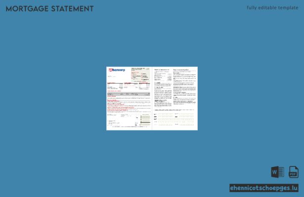 USA Bancorp Bankhypothekenabrechnung im Word- und PDF-Format, 2 Seiten, Beispielvorschau